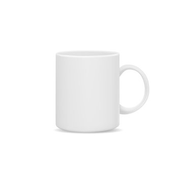 Realistic mug isolated on white background. Vector mockup. 