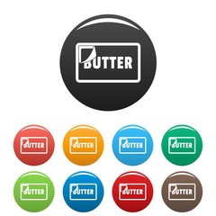 Butter pack icons set 9 color vector isolated on white for any design