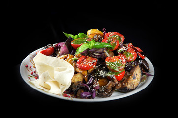 salad with seafood and vegetables