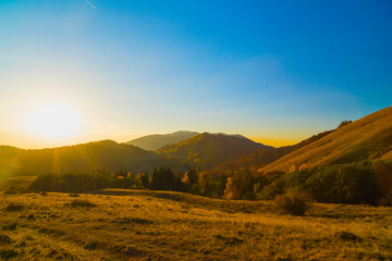 Colorful autumn landscape. Carpathian mountains, Romania, Europe.