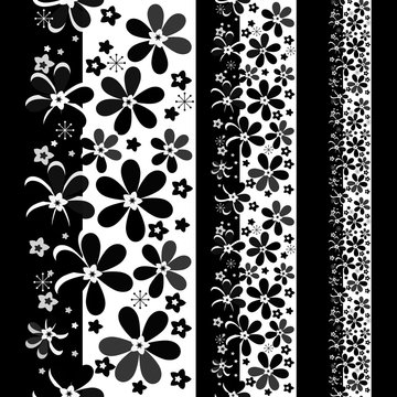 Seamless Floral Moochrome Black White Flowers Pattern