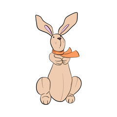 Rabbit Isolated On A White Background Hand Drawn Illustration
