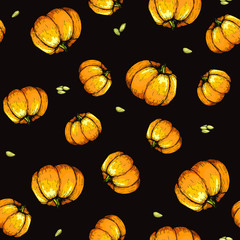 Colorful pumpkin sketch hand drawn illustration.