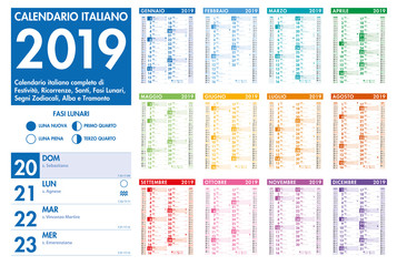 Italian Vector Colorful Monthly Calendar