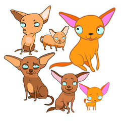 Set of vector illustrations, funny cartoon dogs, mood, emotions, pet characters