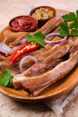 Portion of smoked ribs