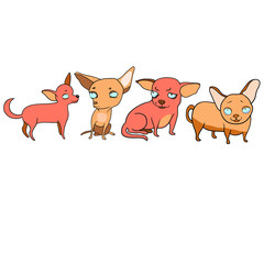 Obraz na płótnie Canvas Set of vector illustrations, funny cartoon dogs, mood, emotions, pet characters
