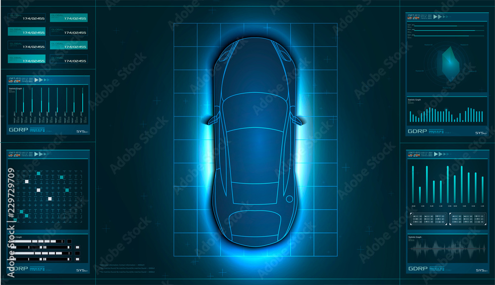 Poster futuristic user interface. hud ui. abstract virtual graphic touch user interface. cars infographic.c