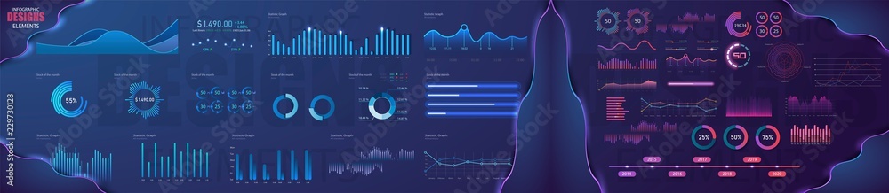 Leinwandbilder modern modern infographic vector template with statistics graphs and finance charts. diagram templat