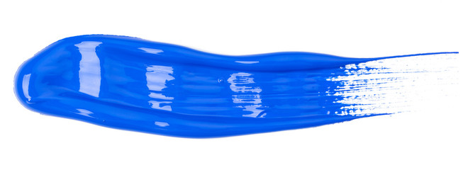 Blue traces of paint isolated on a white background