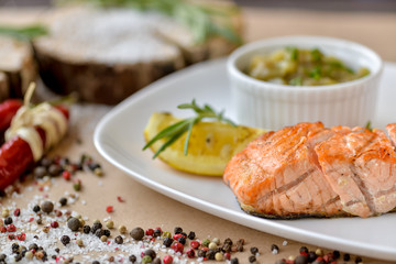 grilled salmon restaurant serve