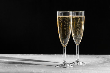 two glasses of sparkling wine