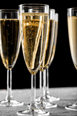Many glasses of champagne