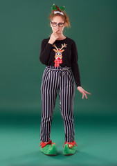 Portrait of woman in christmas clothes