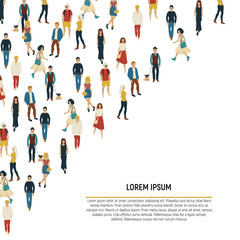 People crowd vevtor. Cartoon style illustration of young men and woman. Street style casual fashion isolated on white background.