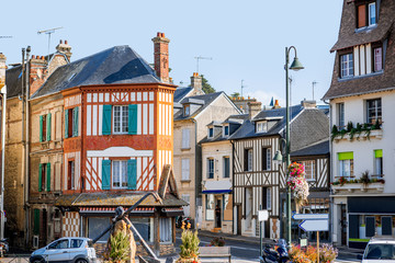 Obraz premium Street view with colorful buildings in Trouville, Famous french town in Normandy