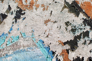 Close up of colorful  wall texture, with vibrant colors for creativity, imaginative backgrounds and ideas. Suitable for print, web, postcards, posters, flyers.