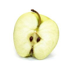 Half green Apple isolated on white background