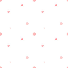 Pink polka dot seamless pattern on transparent background. Vector image for girls. Holiday concept, baby shower, birthday, wrappers, print, clothes, cards, banner, textiles