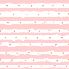 Seamless pattern of curves pink stripes with hearts. Vector image for holiday, baby shower, birthday, Valentine's Day, wrappers, print, clothes, cards, banner, textiles, girls