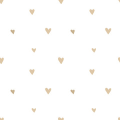 Nahtloses Muster von handgezeichneten beige Herzen auf einem transparenten Hintergrund. Vektorbild für einen Urlaub, Babyparty, Geburtstag, Valentinstag, Wrapper, Drucke, Kleidung, Karten, Banner, Textilien.