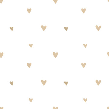 Seamless pattern of hand-drawn beige hearts on a transparent background. Vector image for a holiday, baby shower, birthday, Valentine's Day, wrappers, prints, clothes, cards, banner, textiles.