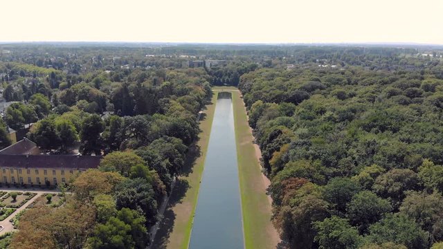 Aerial Dusseldorf Germany Beneath Castle and Park