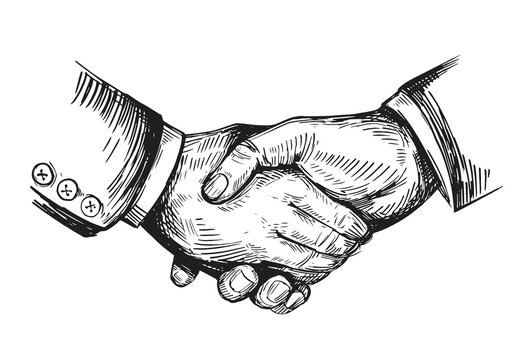 Sketch of handshake. Hand drawn illustration converted to vector