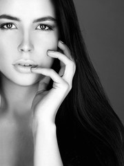 face of beautiful woman. black and white portrait