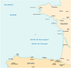 bay of biscaya vector map, france, spain