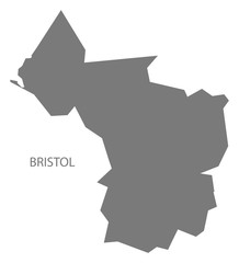 Bristol city map grey illustration silhouette shape