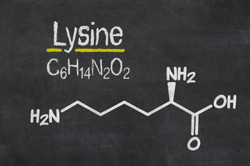 Blackboard with the chemical formula of Lysine