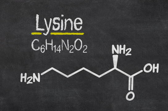 Blackboard with the chemical formula of Lysine
