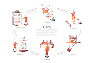 Survey, results, interview, research, feedback concept vector
