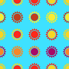 Seamless pattern background with suns, colorful illustration