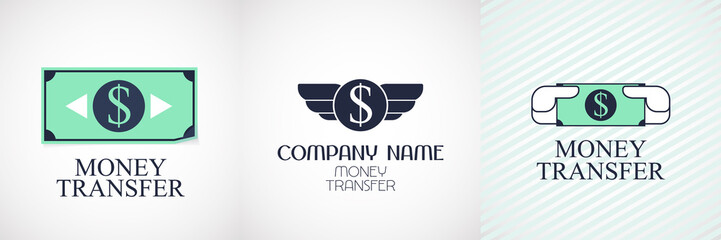 Fast money transfer vector logo, icon set.