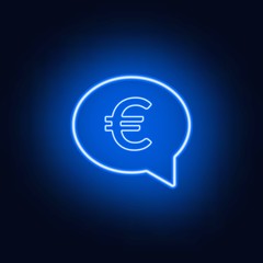 Neon euro sign on a dark background. Wealth, Success concept.