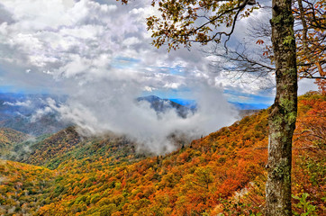 Ring of Clouds on Top of a Mountain in Autumn