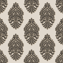 Vector damask seamless pattern background. Classical luxury old fashioned damask ornament, royal victorian seamless texture for wallpapers, textile, wrapping. Exquisite floral baroque template.