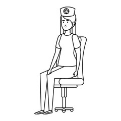 beautiful nurse sitting in office chair