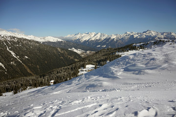 Winteraufnahmen im Skigebiet Ratschings-Jaufen in Nord-Italien