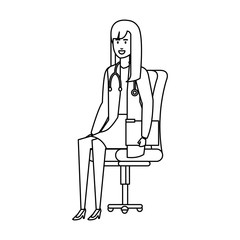 female doctor sitting in office chair