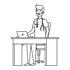 general practitioner in consulting room