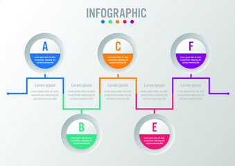 Business infographic template with 5 options circular shape