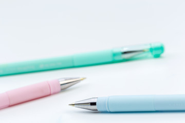 Set of pens isolated on white background