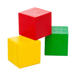 Fototapeta premium Wooden building blocks isolated on white background