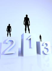 gewinner auf dem siegerpodest