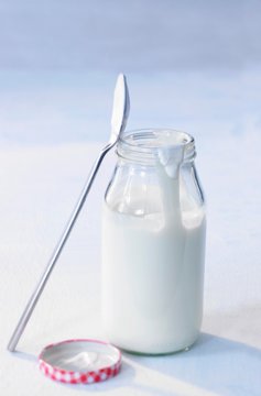 Natural yoghurt in a jar