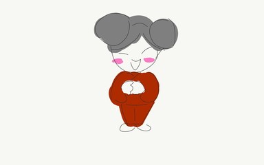 Cute Chinese girl cartoon  character.
