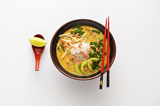 Laksa Lemak (noodles in a coconut milk source, South-East Asia)